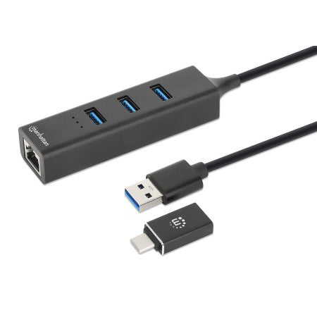180894 - 3-Port USB 3.0 Type-C/A Combo Hub with Gigabit Ethernet Network Adapter