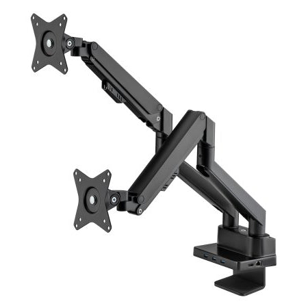 461887 - Aluminum Gas Spring Dual Monitor Desk Mount with 8-in-1 Docking Station
