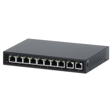 562027 - 10-Port PoE+ Switch with 8 Gigabit Ethernet Ports and 2 SFP Uplinks